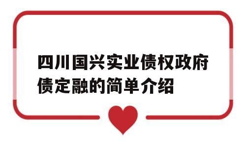 四川国兴实业债权政府债定融的简单介绍