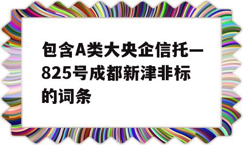 包含A类大央企信托—825号成都新津非标的词条