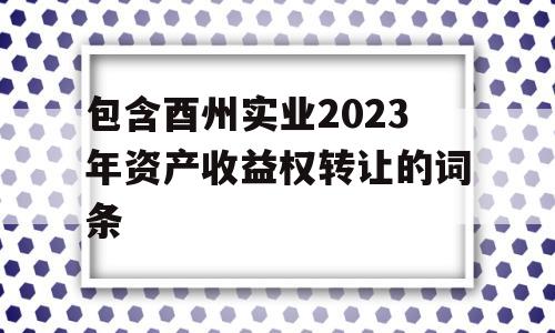 包含酉州实业2023年资产收益权转让的词条