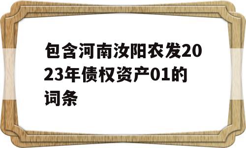 包含河南汝阳农发2023年债权资产01的词条