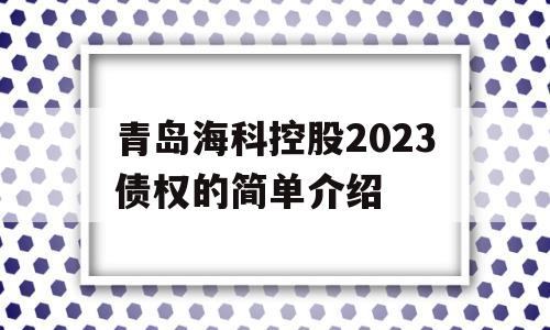 青岛海科控股2023债权的简单介绍