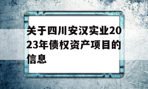 关于四川安汉实业2023年债权资产项目的信息