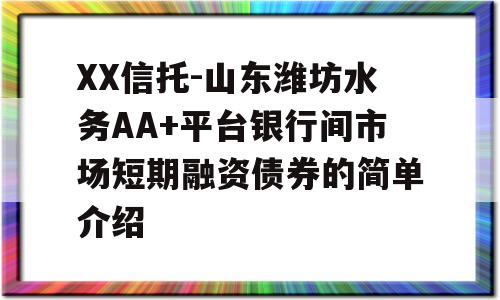 XX信托-山东潍坊水务AA+平台银行间市场短期融资债券的简单介绍