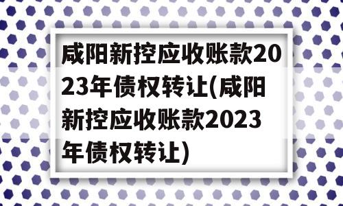 咸阳新控应收账款2023年债权转让(咸阳新控应收账款2023年债权转让)