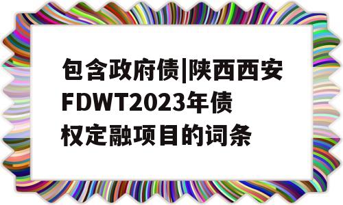 包含政府债|陕西西安FDWT2023年债权定融项目的词条