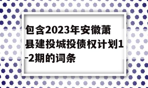 包含2023年安徽萧县建投城投债权计划1-2期的词条