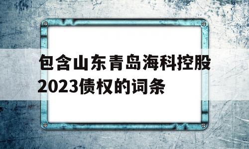 包含山东青岛海科控股2023债权的词条