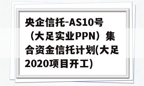 央企信托-AS10号（大足实业PPN）集合资金信托计划(大足2020项目开工)