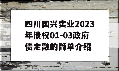 四川国兴实业2023年债权01-03政府债定融的简单介绍