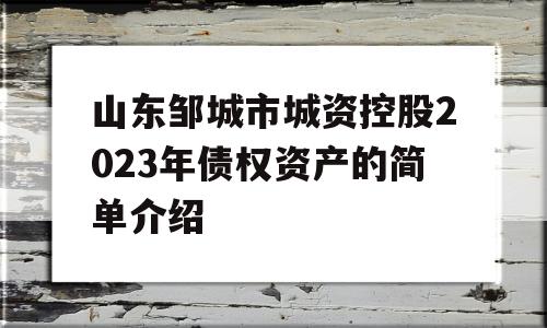 山东邹城市城资控股2023年债权资产的简单介绍