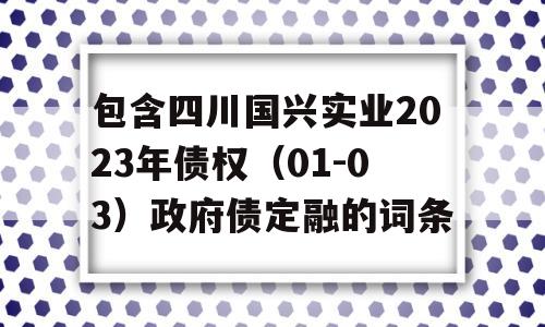 包含四川国兴实业2023年债权（01-03）政府债定融的词条