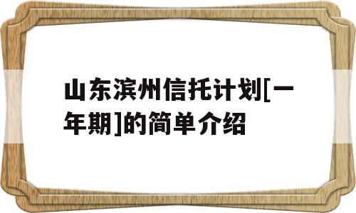 山东滨州信托计划[一年期]的简单介绍