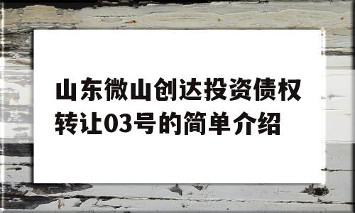 山东微山创达投资债权转让03号的简单介绍