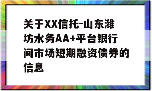 关于XX信托-山东潍坊水务AA+平台银行间市场短期融资债券的信息