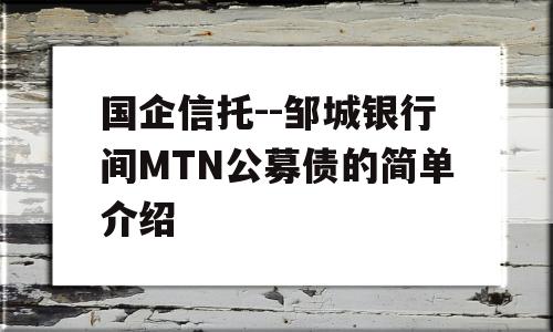 国企信托--邹城银行间MTN公募债的简单介绍