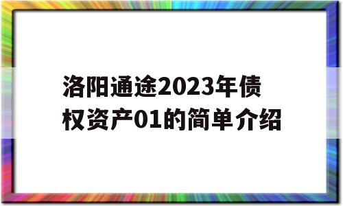 洛阳通途2023年债权资产01的简单介绍