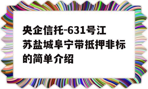 央企信托-631号江苏盐城阜宁带抵押非标的简单介绍