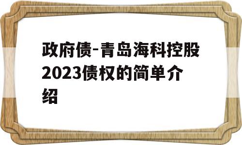 政府债-青岛海科控股2023债权的简单介绍