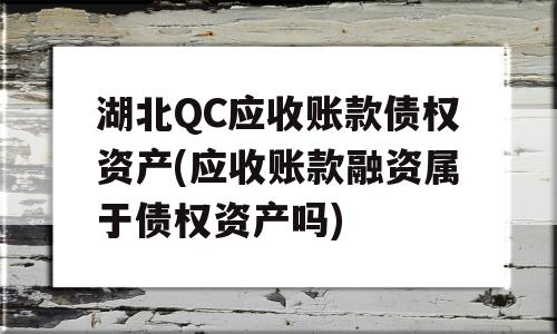 湖北QC应收账款债权资产(应收账款融资属于债权资产吗)