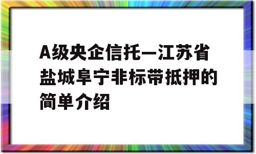 A级央企信托—江苏省盐城阜宁非标带抵押的简单介绍