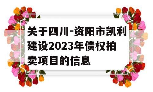 关于四川-资阳市凯利建设2023年债权拍卖项目的信息