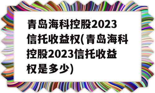 青岛海科控股2023信托收益权(青岛海科控股2023信托收益权是多少)