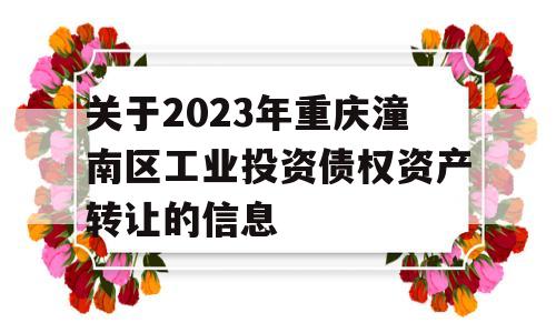 关于2023年重庆潼南区工业投资债权资产转让的信息