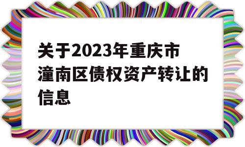 关于2023年重庆市潼南区债权资产转让的信息