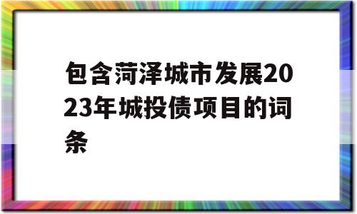 包含菏泽城市发展2023年城投债项目的词条