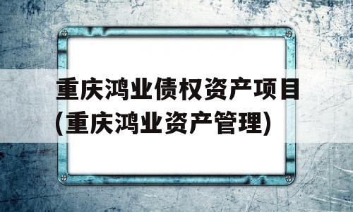 重庆鸿业债权资产项目(重庆鸿业资产管理)