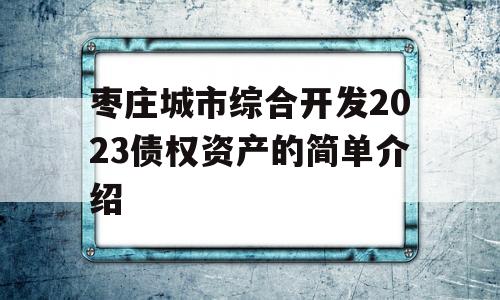 枣庄城市综合开发2023债权资产的简单介绍