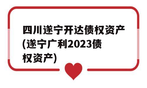 四川遂宁开达债权资产(遂宁广利2023债权资产)