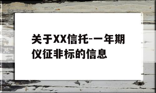 关于XX信托-一年期仪征非标的信息