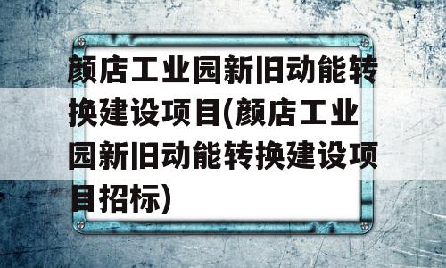 颜店工业园新旧动能转换建设项目(颜店工业园新旧动能转换建设项目招标)