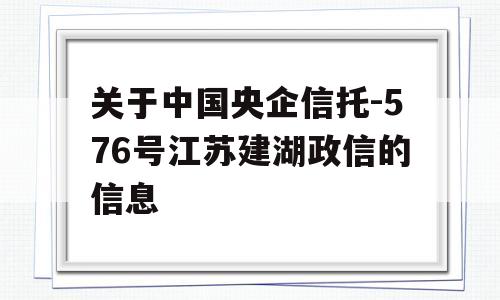 关于中国央企信托-576号江苏建湖政信的信息