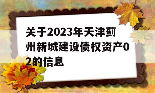 关于2023年天津蓟州新城建设债权资产02的信息