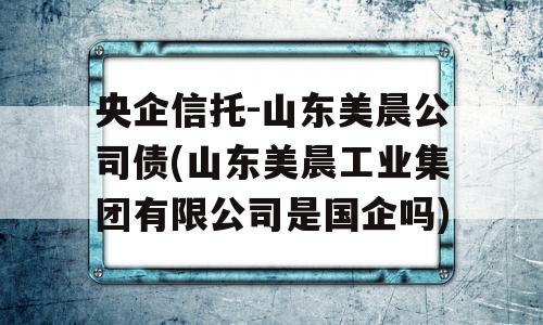 央企信托-山东美晨公司债(山东美晨工业集团有限公司是国企吗)