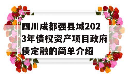 四川成都强县域2023年债权资产项目政府债定融的简单介绍