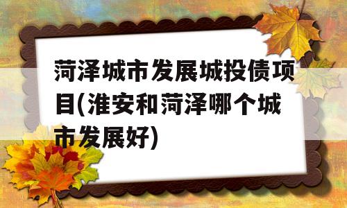 菏泽城市发展城投债项目(淮安和菏泽哪个城市发展好)