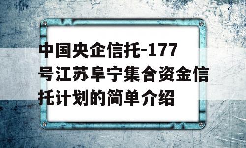 中国央企信托-177号江苏阜宁集合资金信托计划的简单介绍