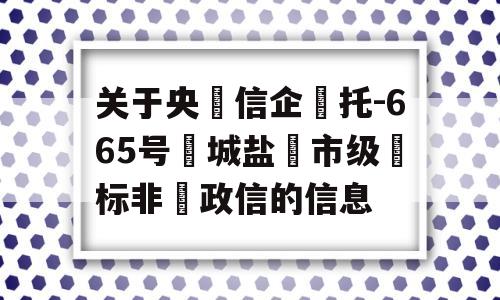 关于央‮信企‬托-665号‮城盐‬市级‮标非‬政信的信息