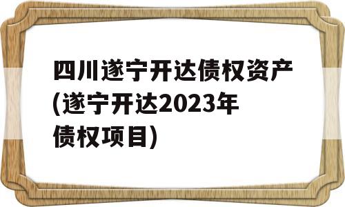 四川遂宁开达债权资产(遂宁开达2023年债权项目)