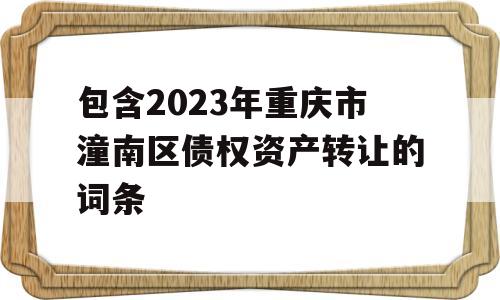 包含2023年重庆市潼南区债权资产转让的词条