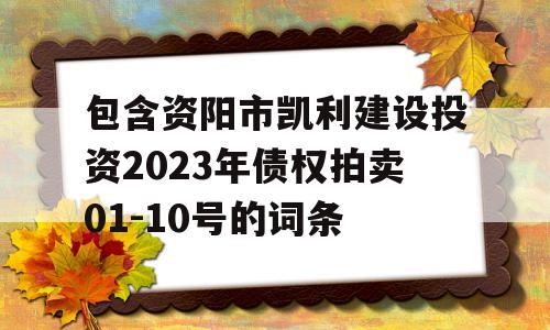 包含资阳市凯利建设投资2023年债权拍卖01-10号的词条