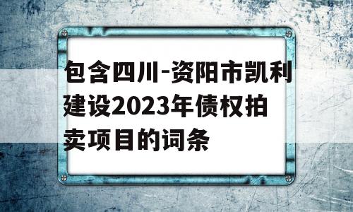 包含四川-资阳市凯利建设2023年债权拍卖项目的词条