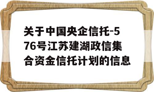 关于中国央企信托-576号江苏建湖政信集合资金信托计划的信息