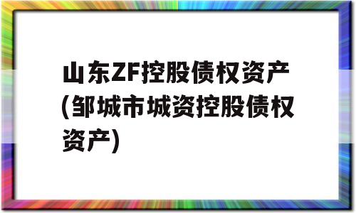 山东ZF控股债权资产(邹城市城资控股债权资产)