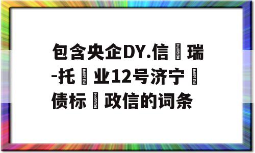 包含央企DY.信‮瑞-托‬业12号济宁‮债标‬政信的词条