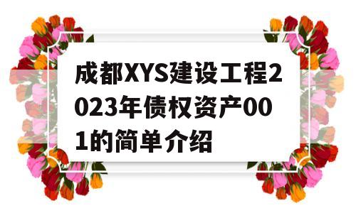 成都XYS建设工程2023年债权资产001的简单介绍