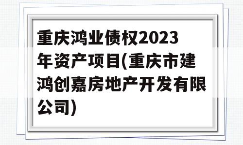 重庆鸿业债权2023年资产项目(重庆市建鸿创嘉房地产开发有限公司)